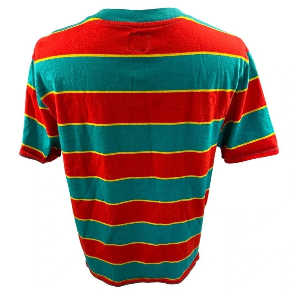 GUESS USA Mens Striped Triangle Logo Tee Shirt Retro 90's Medium - Picture 5 of 5
